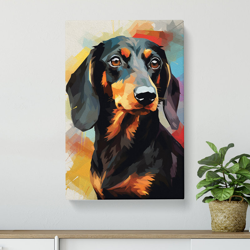 Dachshund Gestural - Wrapped Canvas, 76cm H x 50cm W x 3cm D