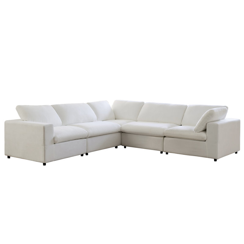 Canapé modulaire 5 places 5 pièces en blanc