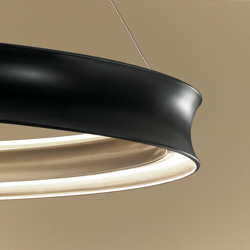 Soft Modern Circular LED Chandelier, Satin Black, 3.75" H x 39.5" W x 39.5" D