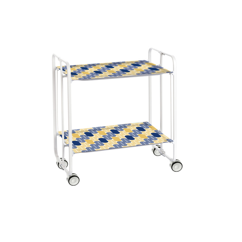 Yates Serving Cart, Yellow/Blue, White