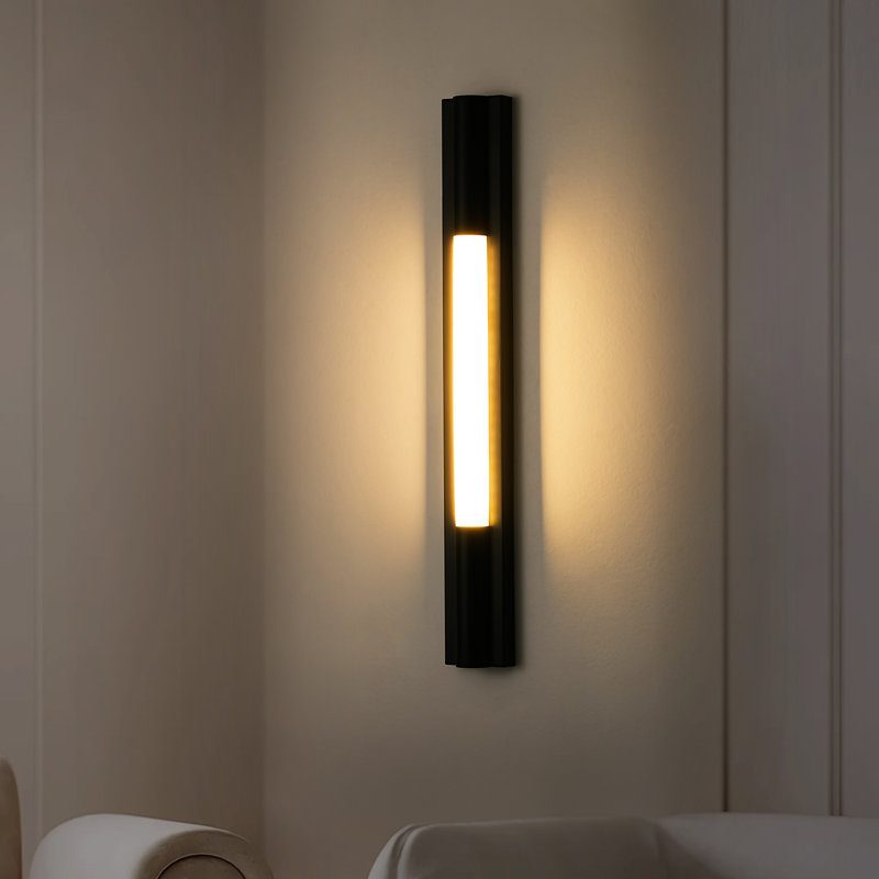 Lumine 24" 1-Light Modern Linear LED Wall Sconce with Semi-Cylindrical Acrylic Shade, Matte Black
