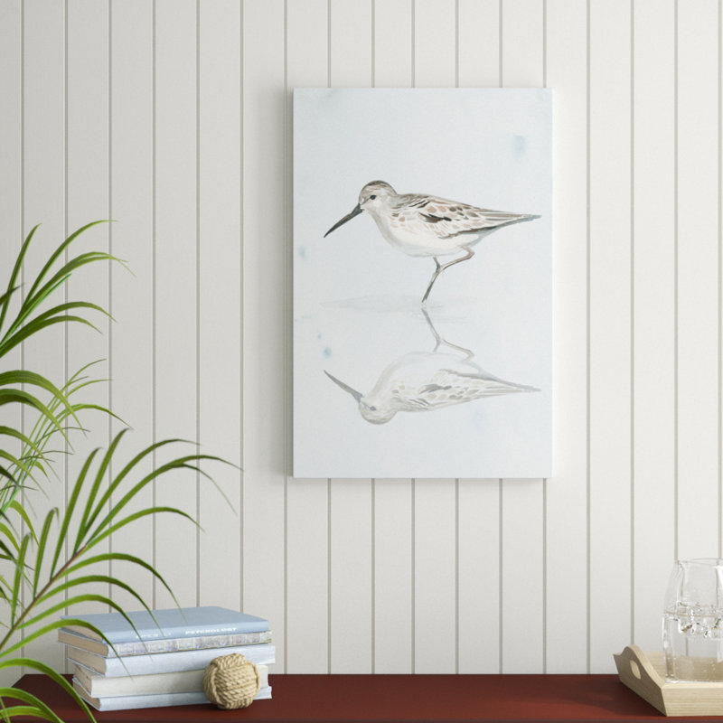 «Sandpiper Reflections II», peinture sur toile, H 30 po x l 20 po