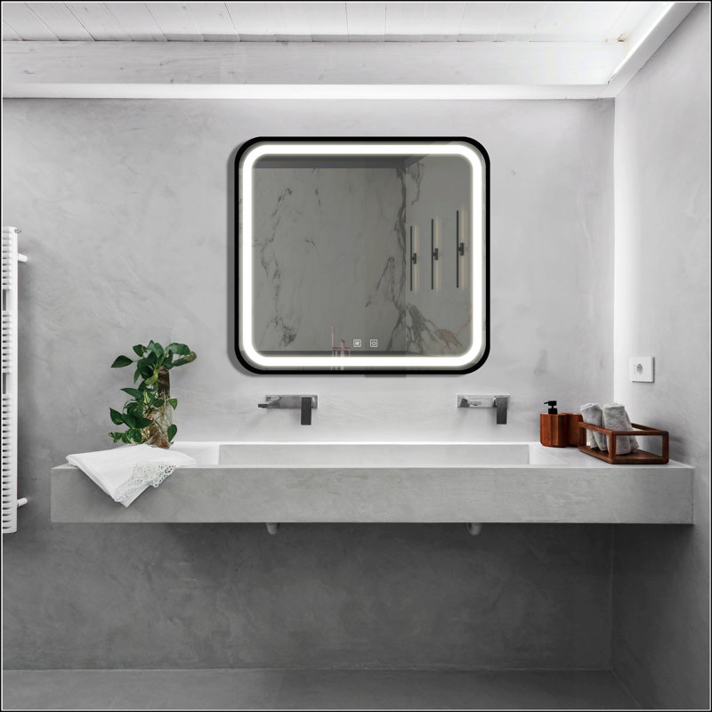 Miroir de salle de bain pour salle de bain avec éclairage réglable et fonction antibuée