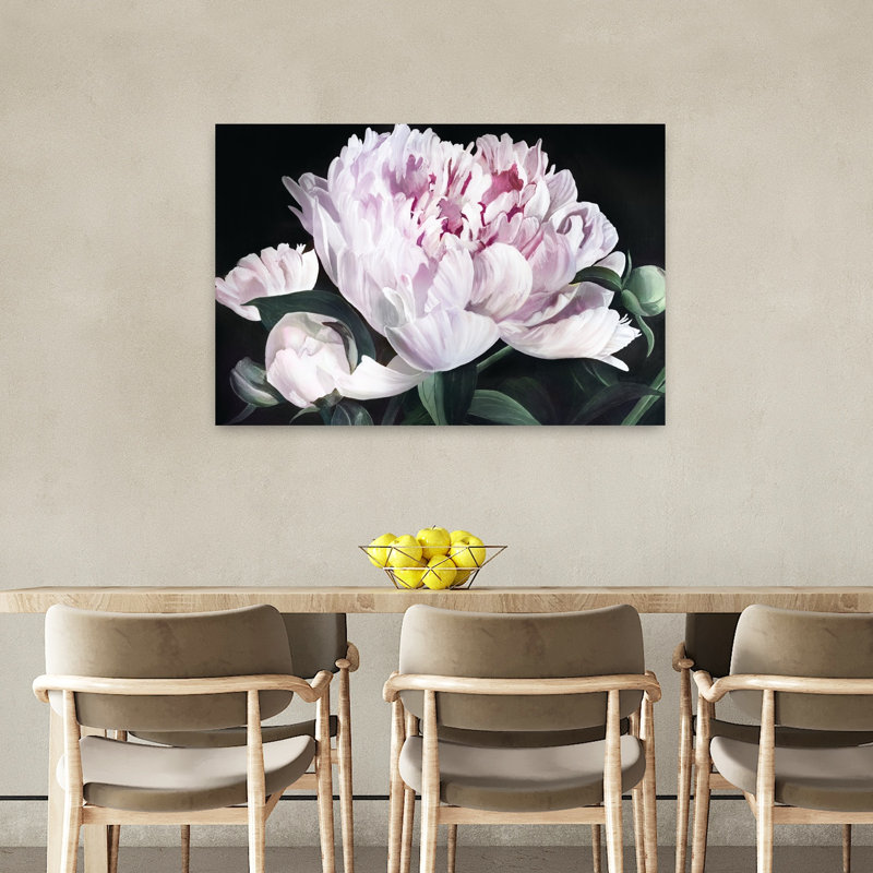 Printemps, fleurs délicates, pivoines contemporaines, art floral, H 24 po x l 36 po