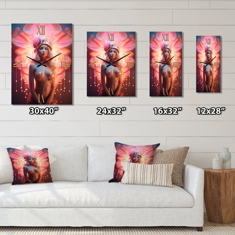 Horloge murale surdimensionnée rose Cabaret Sensual Dancer - mode femme, H 28 po x l 12 po x P 1 po