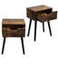 Table d'appoint 2 pièces Mid-Century en bois rustique brun noir, salon avec rangement, tiroir et plateau de rangement
