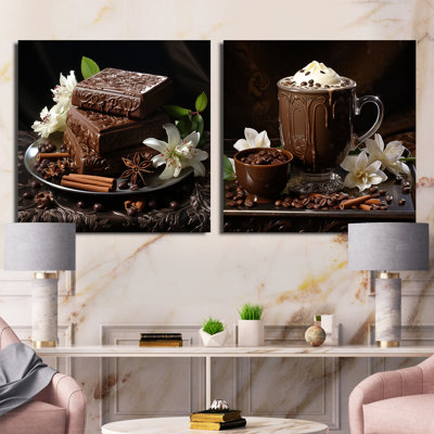 Cocoa Elegance Realism Expression - Cocoa Square Collage Set Of 2