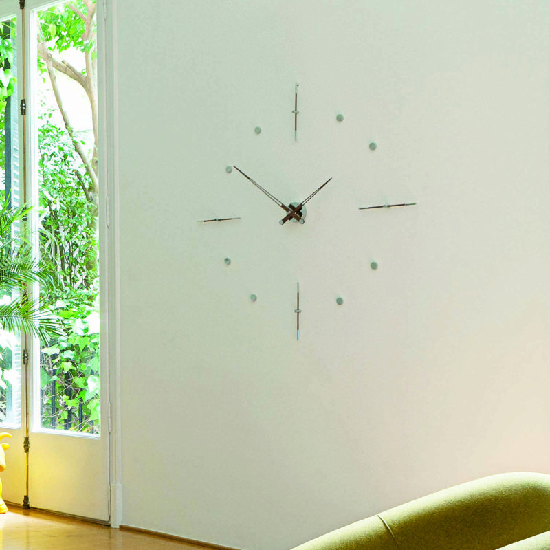 Très grande horloge murale Mixto, Noyer naturel, Grand