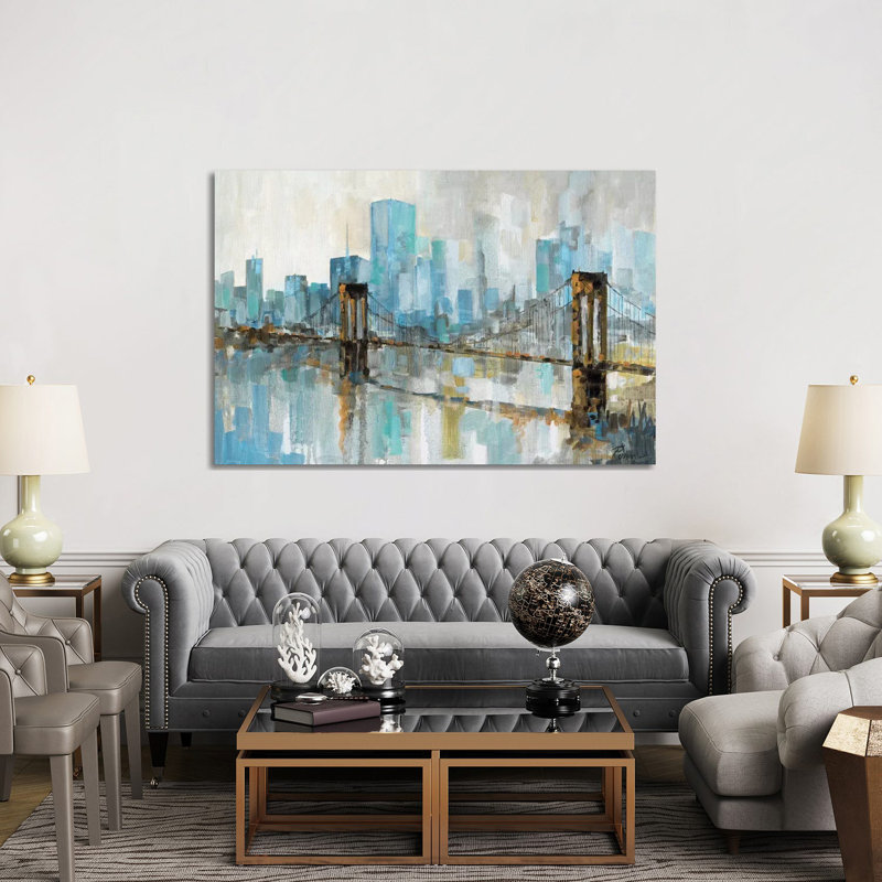 Teal City Shadows by Ruane Manning - Wrapped Canvas Gallery-Wrapped Canvas Giclée, 152.5 cm H x 101.5 cm W