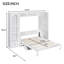 Grand lit plateforme escamotable avec DEL, bureau pliable, armoires latérales, étagères et tiroirs de rangement, blanc-451001638