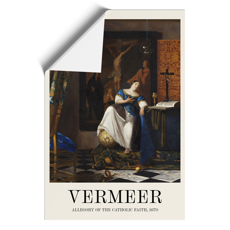 Allegory Of The Catholic Faith by Johannes Vermeer - No Frame Painting, 59cm H x 42cm W x 0.1cm D