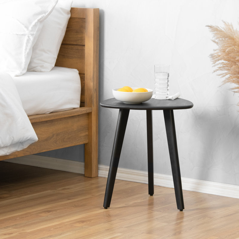Alea Solid Wood Side Table, Black