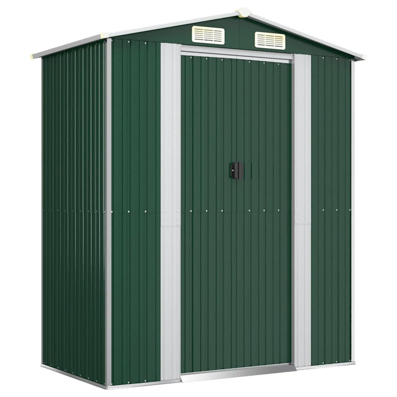 Garden Shed Green Galvanized Steel Large Outdoor Garden Storage Shed, 75.6" H x 75.6" W x 85.8" D, Green