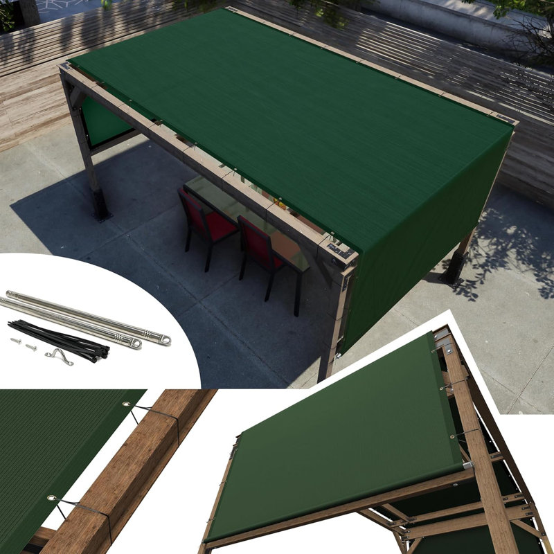 Amgo Customze Pergola Canopy Replacement Coer, 95% U Blockage, wth Stanless Steel Weghted Rods, 1" H x 276" W x 96" D, Green