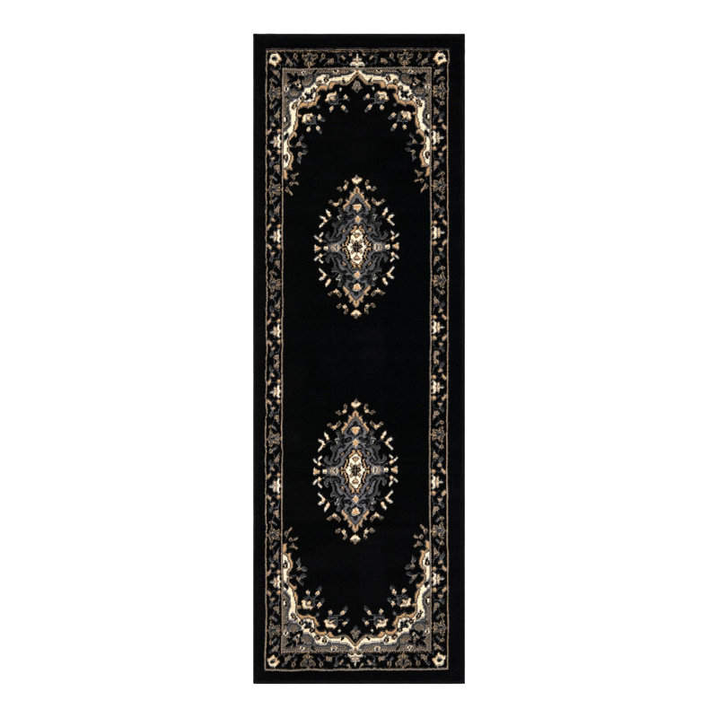 Tapis noir Balthrop, Tapis de couloir 2 pi x 6 pi 1 po, Black
