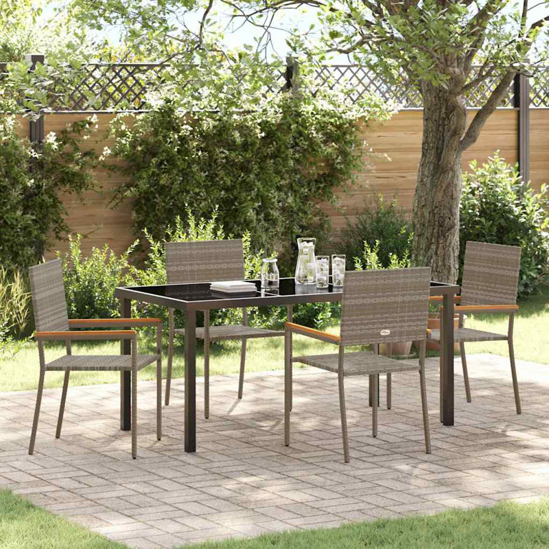 4 - Person Patio Dining Set with Rectangular Table, Grey