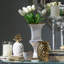 Vase 14 po en céramique blanche avec accents dorés, vase décoratif moderne pour table, manteau de cheminée ou centre de table-118531241
