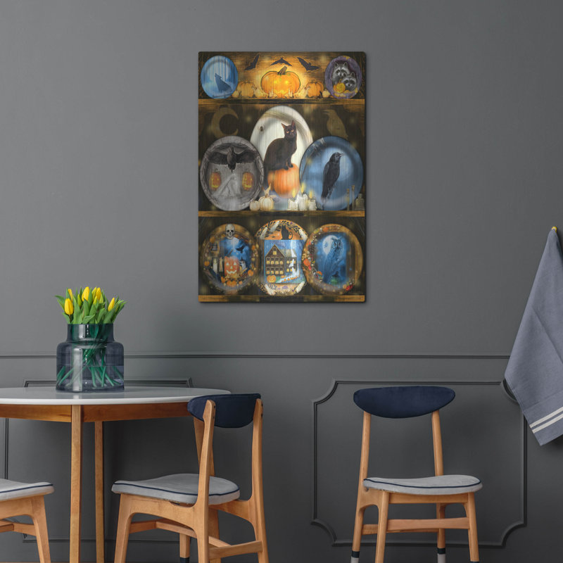 «Spooky Halloween Plates» par Art and a Little Magic, art mural en métal, H 36 po x l 24 po
