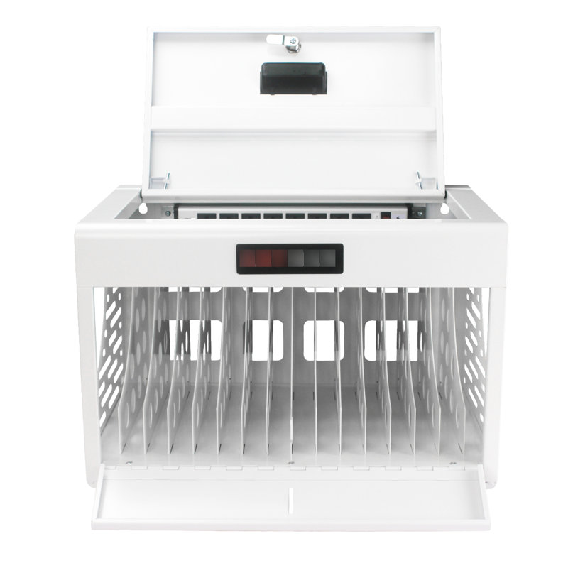 Armoire de charge pour ordinateur portable et tablette - 16, verrouillable, blanche, pour le bureau, la salle de classe, avec organisation de câbles portable gérée 16 appareils pour différents modèles d'ordinateur portable / tablette