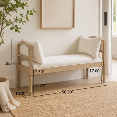 Banc rembourré avec pieds tournés