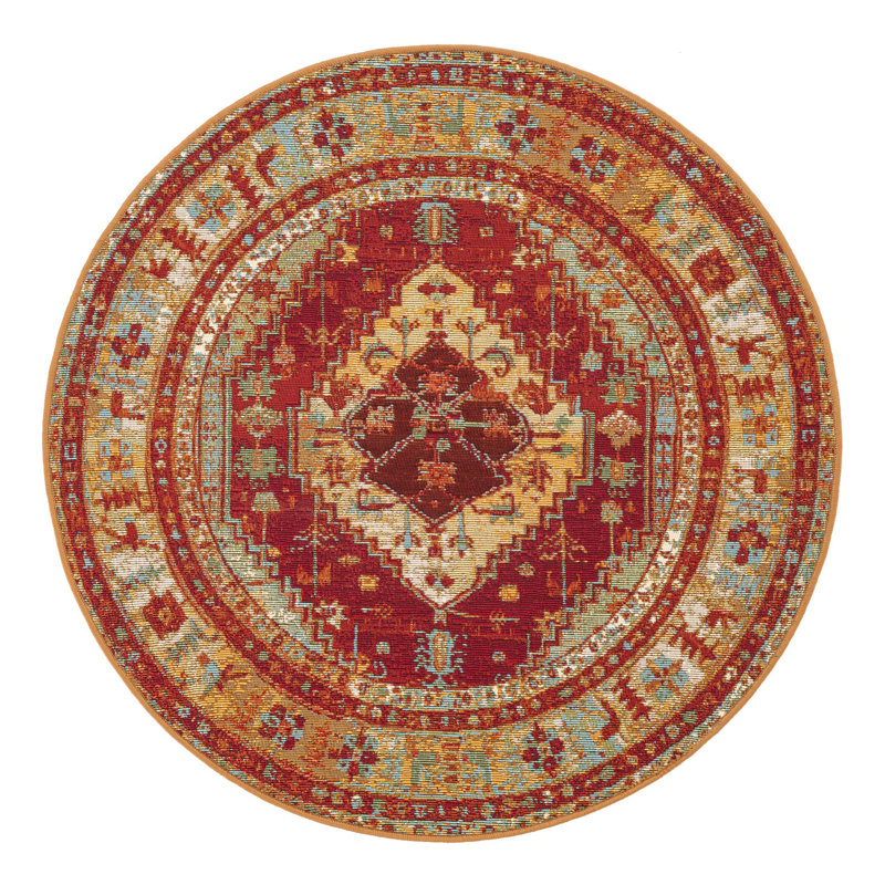 Indoor/Outdoor Traditional Area Rug, Round 3'1"