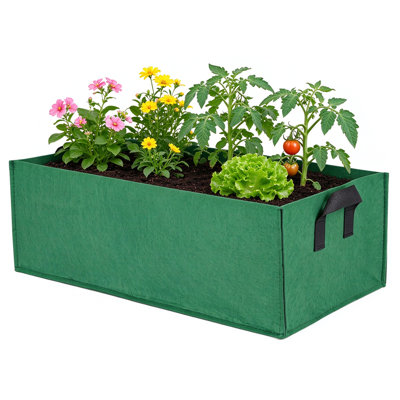 Fabric Raised Planter Box Garden Bed, Rectangle Plant Grow Bag with Handles