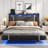 Upholstered Bed Frame With Headboard, Platform Bed With And Charging Station Storage & Led Light-1463539504-1463539501
