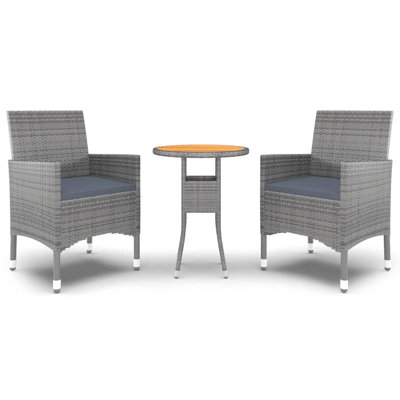  Ensemble de salle à manger de jardin en poly rotin gris moyen durable