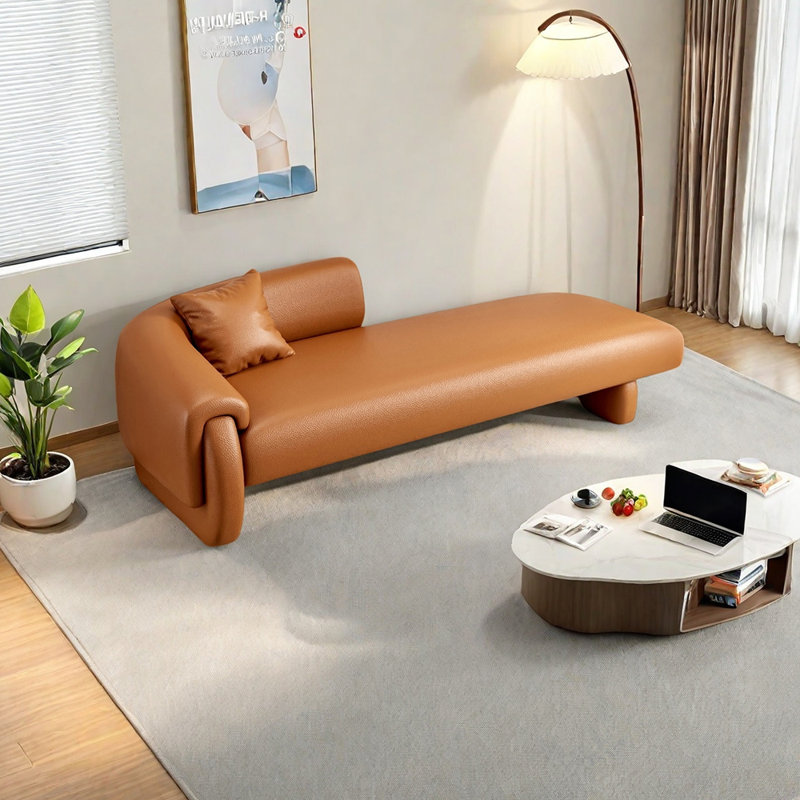 Fauteuil inclinable en similicuir léger et luxueux, Orienté à gauche (vu de face), Orange