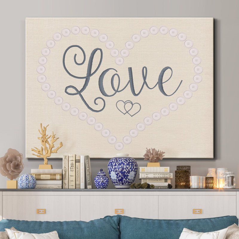 Reproduction d’art textuel sur toile tendue d’amour, H 20 po x l 16 po x P 1 po