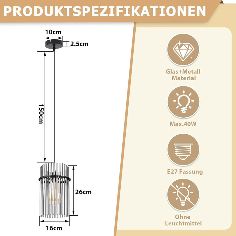 1 - Light Cylinder Pendant, Black