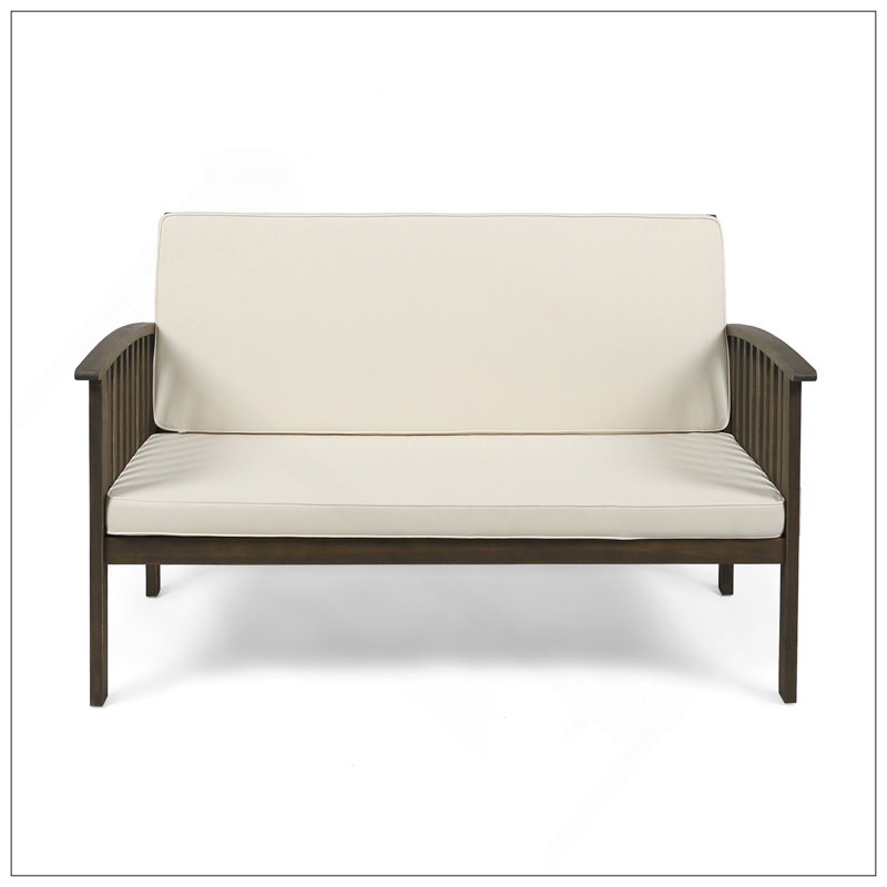 Casa Acacia Loveseat With Durable Weather-Resistant Frame And Comfortable Cushions For Outdoor Relaxation, Cream, Gray