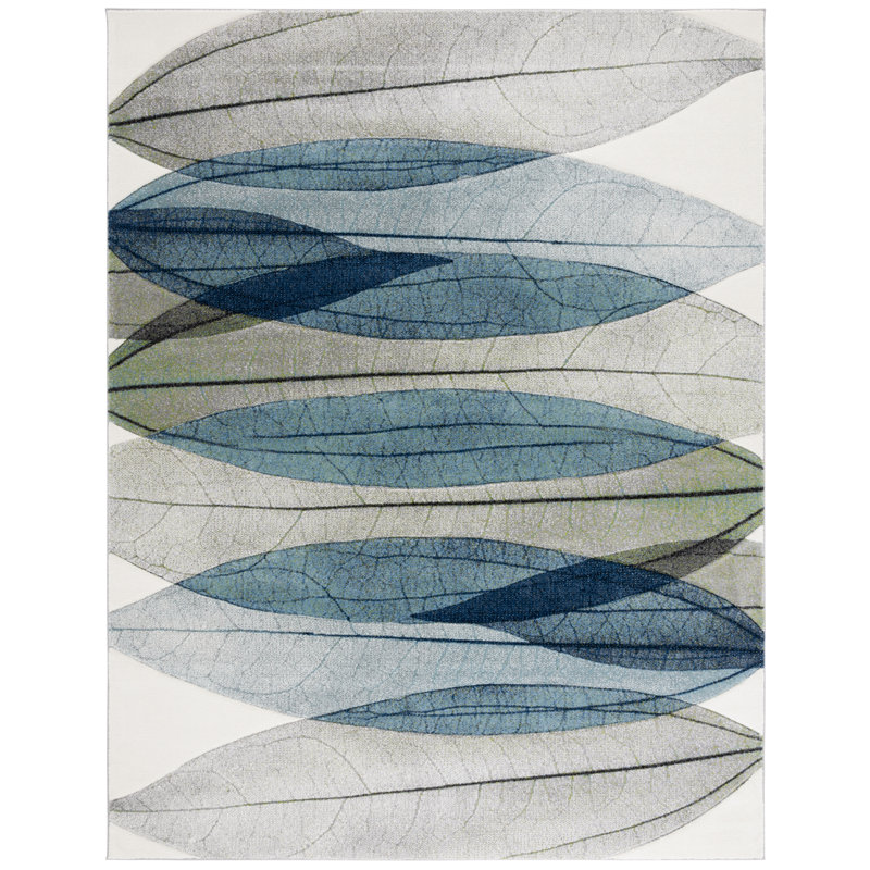 Tapis ivoire / bleu Abbie-Leigh, Rectangle 8 pi x 10 pi
