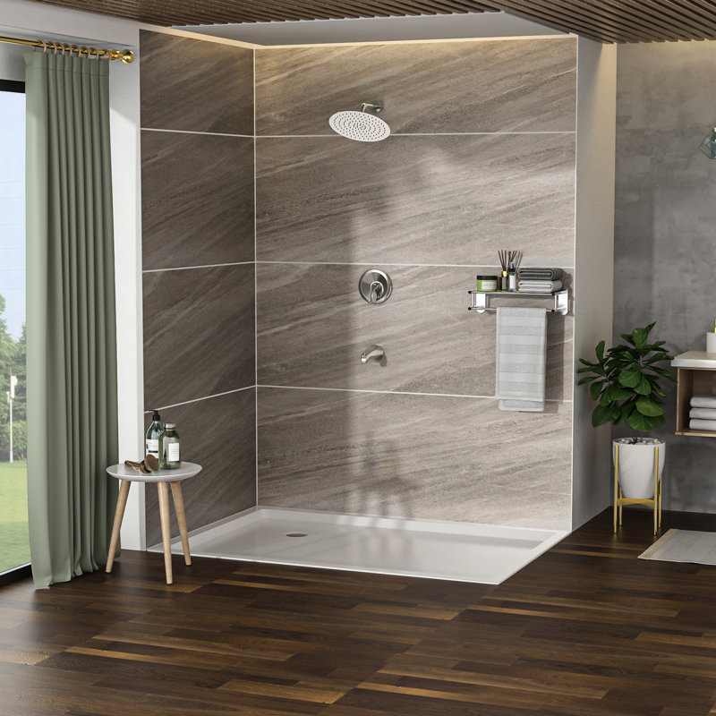 Wall Mounted Shower System With 10" Round Rainfall Head And Waterfall Tub Spout In Brushed Nickel - -balanced Valve, Easy Install & Clean Rain Mounted, To Sanitary Hygiene Care