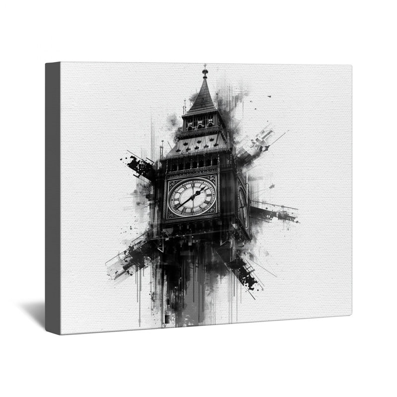 Tour de l'horloge iconique en toile tendue dans de nombreuses tailles, 16 x 16 pouces