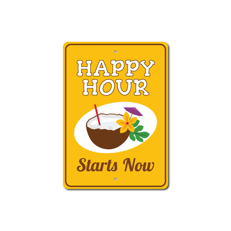Panneau Happy Hour en aluminium, H 18 po x l 12 po x P 0,06 po