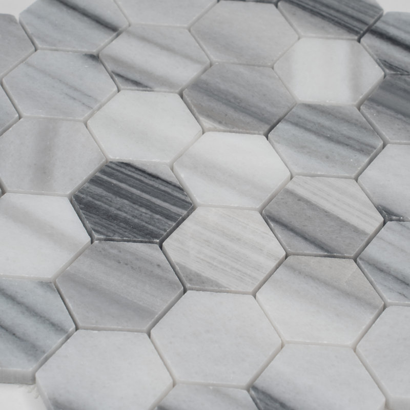 11.8" x 11.8" Natural Stone Honeycomb Mosaic Wall & Floor Tile, White