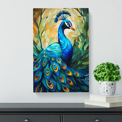 Peacock Cubism No.2 - Wrapped Canvas