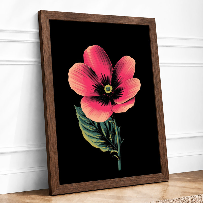 Pink Cosmos Study Botanical - Framed Print, Walnut, A1 - 84.1 x 59.4 cm
