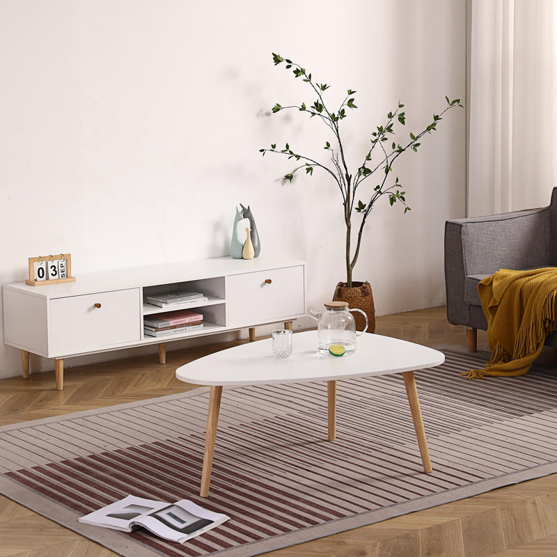 Egg Shape Coffee Table, Modern Coffee Table, Tea Table, 16.18" H x 37.43" L x 27.64" W