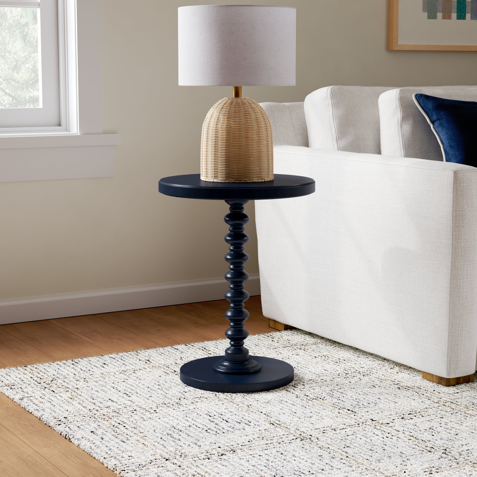 Fiama End Table, Navy Blue, 22.25" H x 17" W x 17" D
