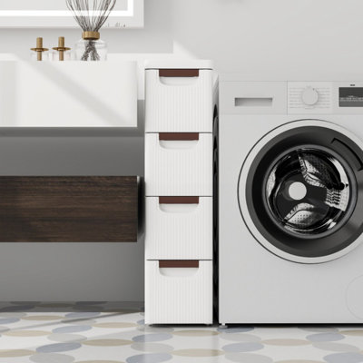 Armoire de rangement à 4 tiroirs avec roulettes intégrées pour petits espaces