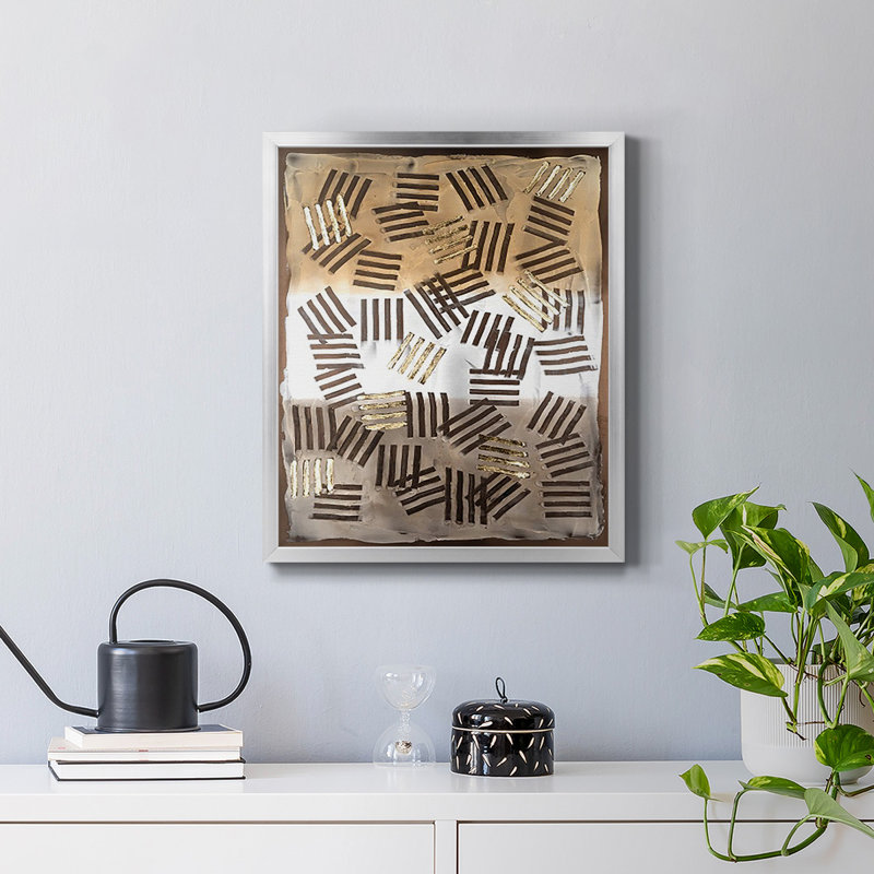 Toile encadrée de qualité supérieure Raffia Palm I - prête à être accrochée, Argent, H 24 po x l 20 po