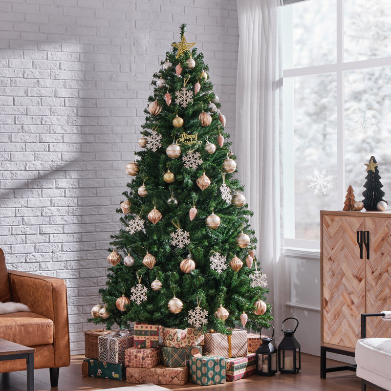Arbre de Noël artificiel épinette vert facile à installer Nyle, H 7,5 pi