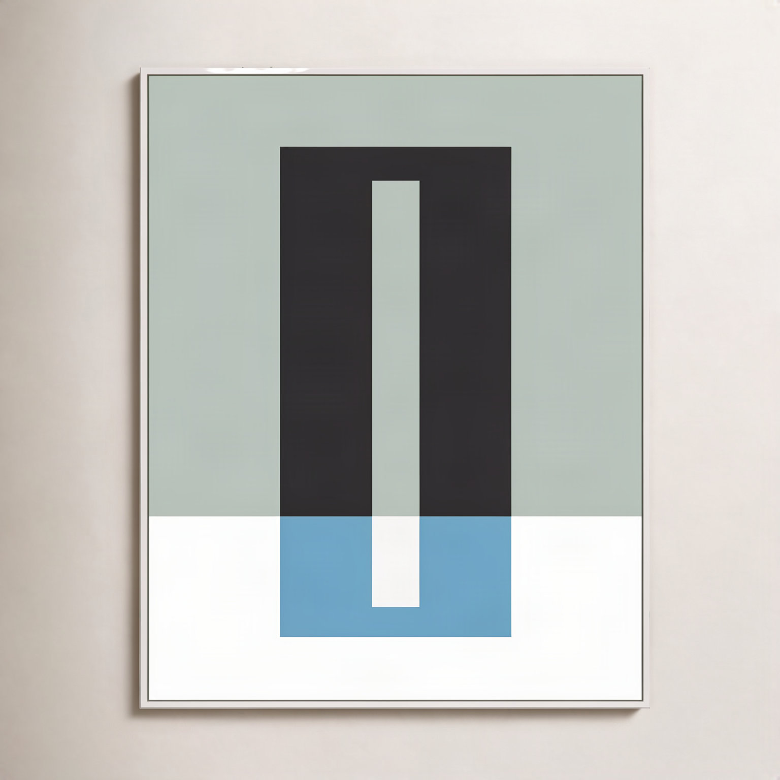 Alejandro "Bit of Blue" Print by Jacques Pilon, White Framed Canvas, 38" H x 30" W