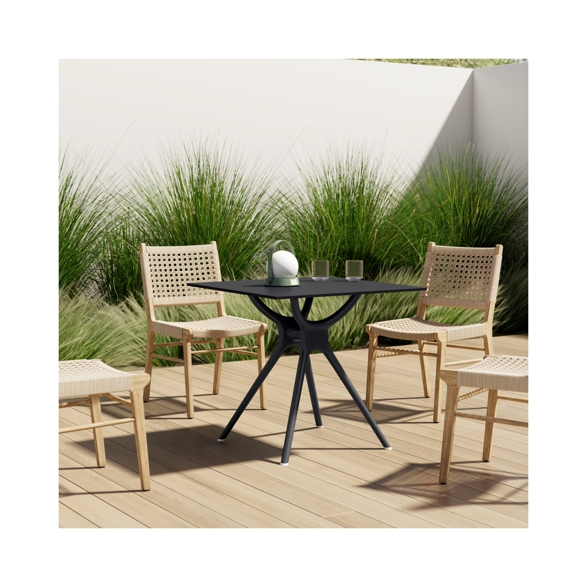 Farrah 31" W Square Patio Dining Table, Black