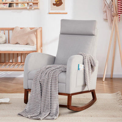 Upholstered Nursery Rocking Chair with Footrest & High Back by Latitude Run