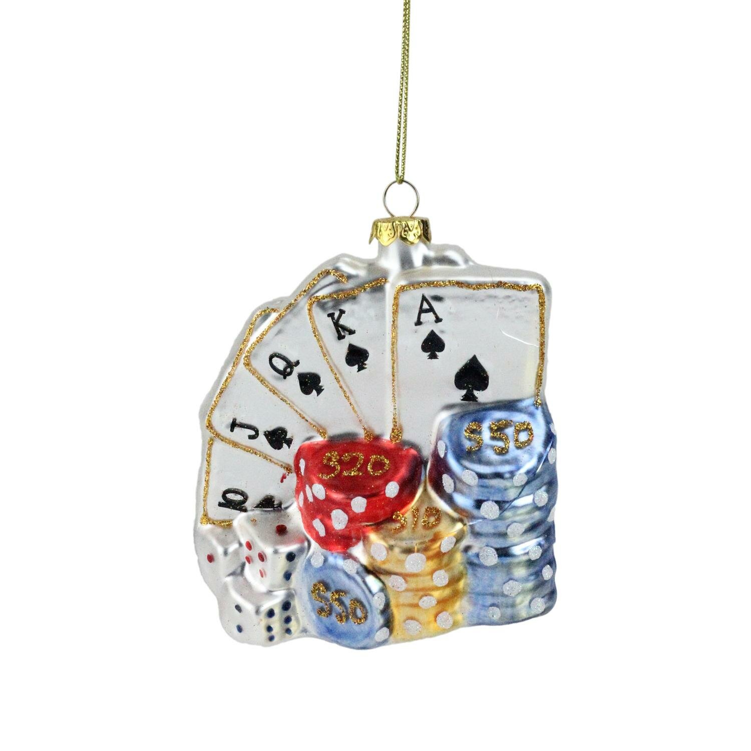 Playing Cards Suits Ornaments Christmas Decor Poker Chips King Queen Jack  RARE