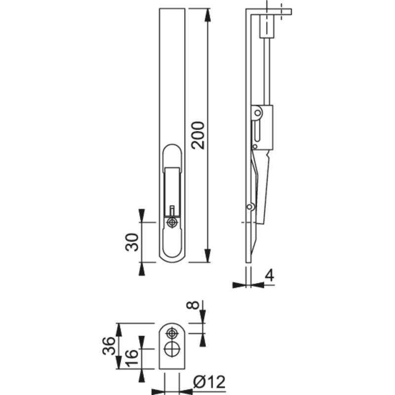 Amarjeet Access Flush Bolt, Radius End