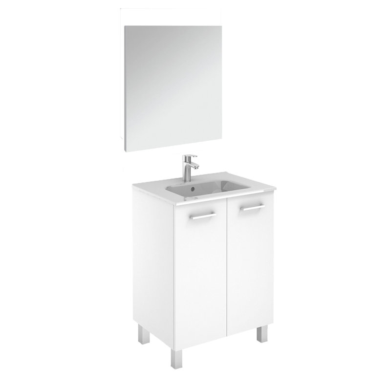 Logic 23.6'' Single Bathroom Vanity with Ceramic Top, Glossy White